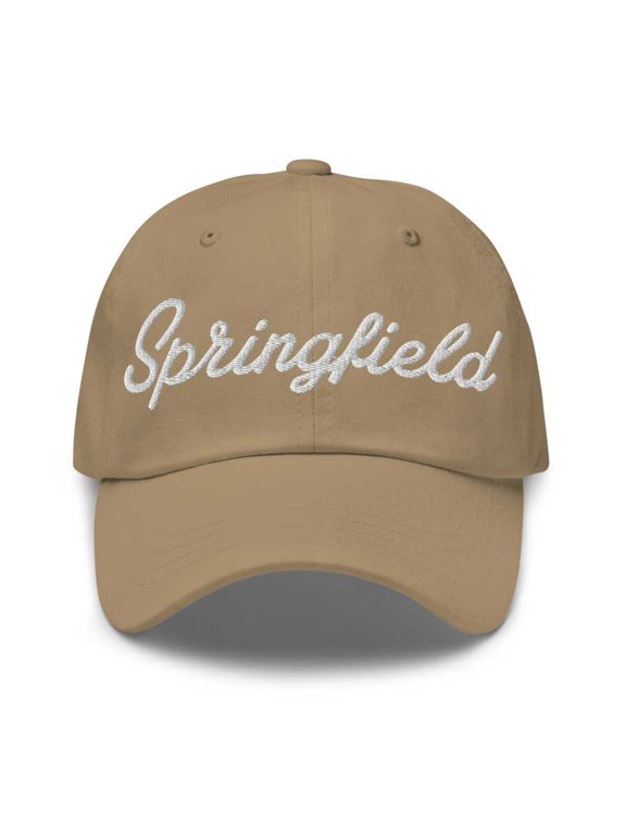 Springfield Baseball Cap Springfield Dad Hat Bold Script Utah UT Hat Embroidered Souvenir Gift Khaki