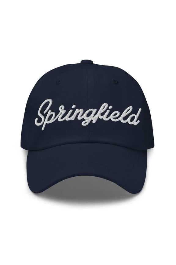 Springfield Baseball Cap Springfield Dad Hat Bold Script Utah UT Hat Embroidered Souvenir Gift Navy