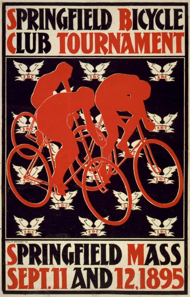 Springfield Bicycle Club Tournament 1895 Canvas Art - William H Bradley (24 x 36)
