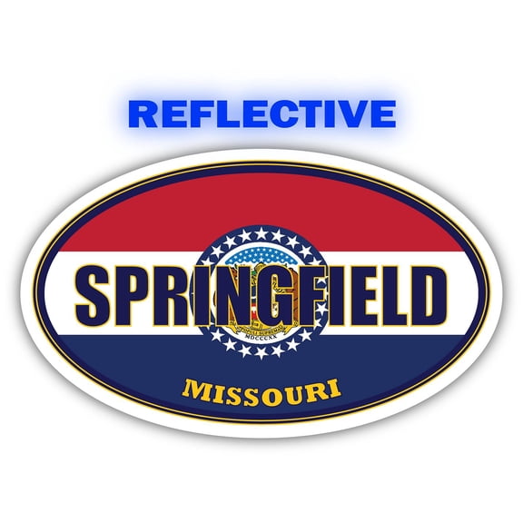 Springfield City Missouri State Flag | MO Flag Greene County Oval State Colors Reflective Sticker Car Decal 3x5 inches