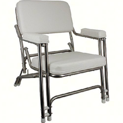 Springfield Deck Folding Chair, White with Stainless Steel Tubing
