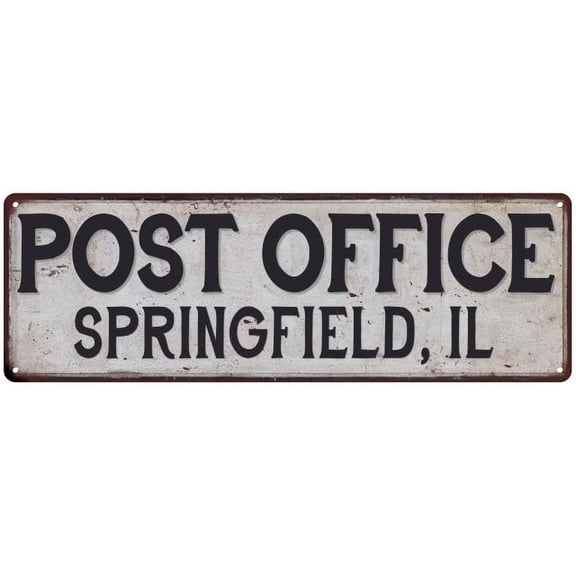Springfield, Il Post Office Metal Sign Vintage 8x24 108240011226