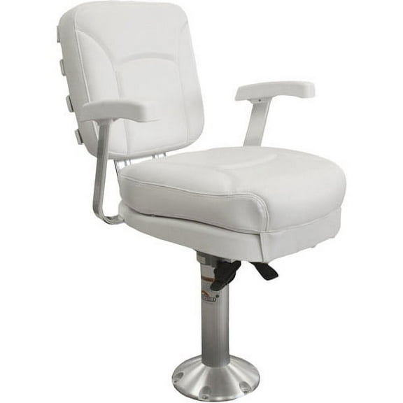 Springfield Ladder Back Chair with Cushions/Pedestal/Slide Swivel, White