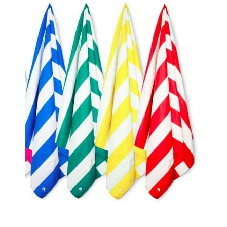 Springfield Linen: 4 Pack 30"X60" Cabana Stripe Beach Towels, Blue