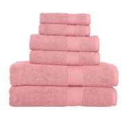 KAHAF COLLECTION 6 Piece Towel Set Pink – 100% Ringspun Cotton Soft & Highly Absorbent – Includes 2 Bath Towels, 2 Hand Towels & 2 Washcloths – Quick Dry, Durable, and Luxurious Bathroom Ess