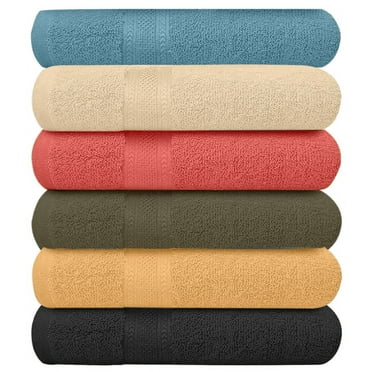 Springfield Linen Terry Bath Towel 100% Cotton Towels & Washcloths, Multicolor, 6 Pcs / Pack