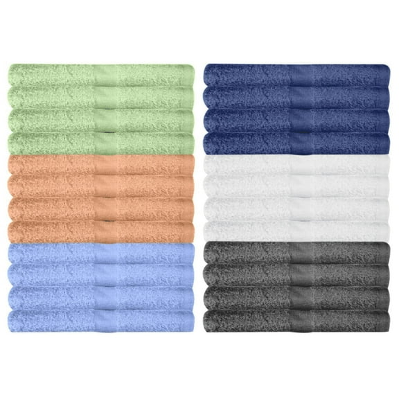 Washcloths | Multicolour 100% Cotton Extra Absorbent Face Towels | Soft, Quick Dry Wash Cloths for Bathroom, Spa, Gym, Baby & Travel (24 Packs (12x12))