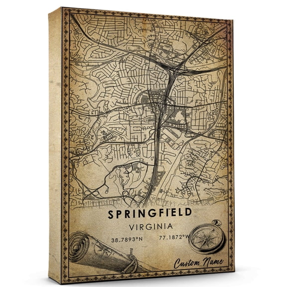 Springfield Map Poster, Virginia Map Art Poster, Canvas, Springfield Map City vintage Poster, Street Map Artwork Poster, Springfield Map Canvas - 89AZ988