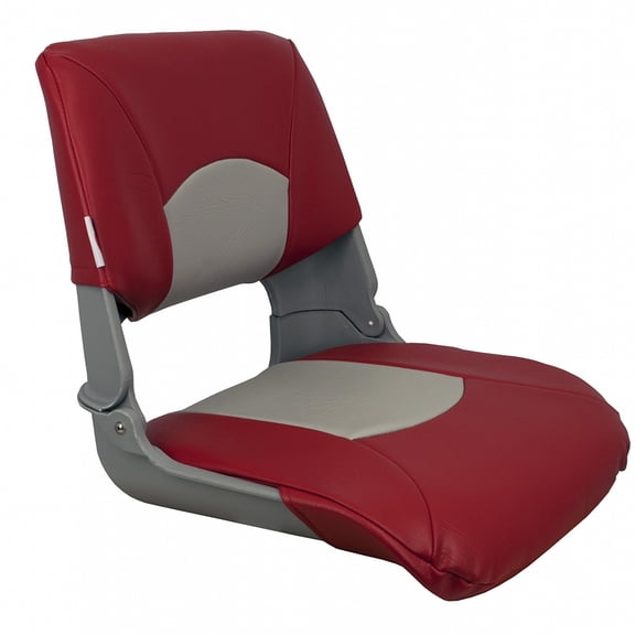 Springfield Marine 1061018 Red & Gray Skipper Fold Down Boat Seat with Gray Shell