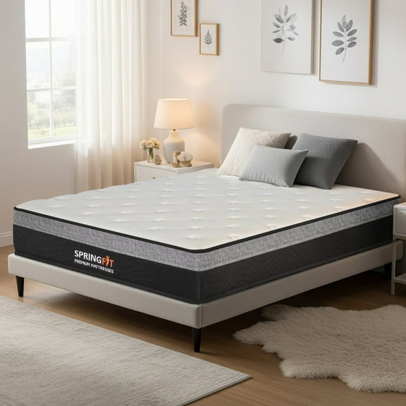 8 Inch Twin Size Hybrid Bonnell Spring Mattress in a Box | Natural Cotton Fiberglass-Free Breathable Knitted Fabric | Firm Comfort Feel with Bonnell Coil System & Comfort High-Density Foam
