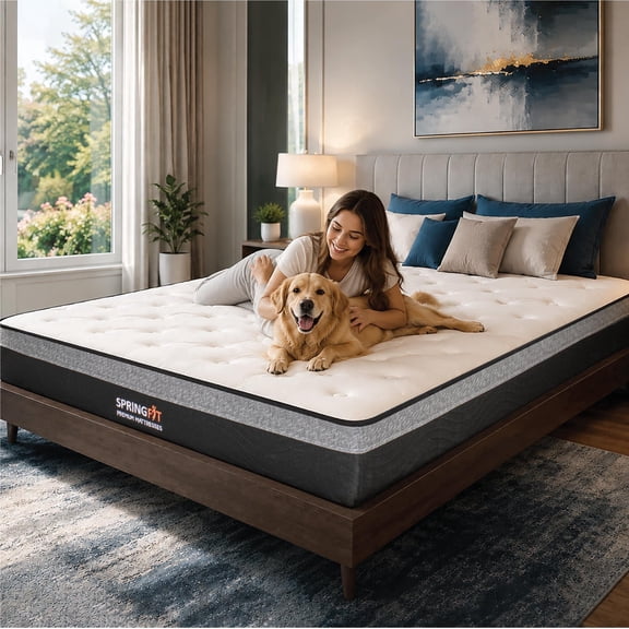Springfit Pawrest Pet-Friendly 8 Inch Full Bonnell Spring Mattress, Medium Firm Mattress in a Box