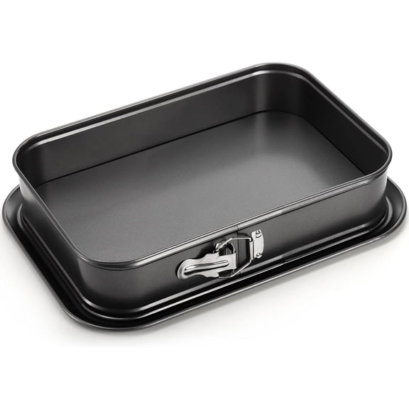Springform Cake Pan, Non-stick Cheesecake Pan, 14 x 9 Inch Large Rectangle Cake Pan with Removable Bottom, Ice Cream Cake Bakeware, Black