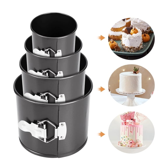 Springform Cake Pan Set Of 4(4"/4.7"/5.7"/6.7") Heighten Mini Nonstick Carbon Steel Cheesecake Leakproof Baking Pans With Removable Bottom Spring Form Pan(size:4 Size)