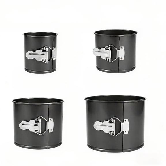 Springform Cake Pan Set of 4, 4 4.7 5.7 6.7 Nonstick Leakproof Baking Pans with Removable Bottom, Tall Carbon Steel Cheesecake Molds for Home Baking