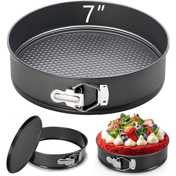 Springform Cake Pan Stainless Steel Round 7 Inch Non Stick Leakproof Cake Baking Pans with Removable Bottom Cake Molds for Baking