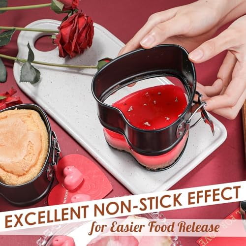 Springform Pan 4 inch Heart Shape Mini Cheesecake Pan Set of 2, Cake Pan Heart Baking Molds Accessories of Instapot, Pressure Cooker, Air Fryer & Christmas, Valentine's Day Baking