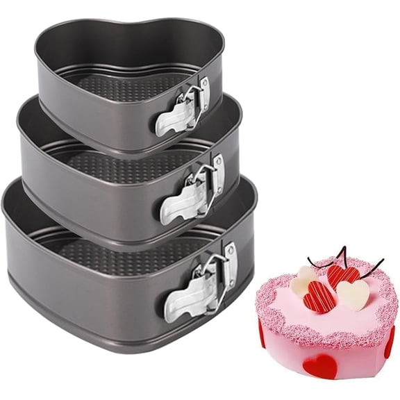 Springform Pan Heart Round Square Shape, Nonstick Cheesecake Pan with Removable Bottom Large Cake Tin Baking Mold for Christmas Birthday Baby Shower