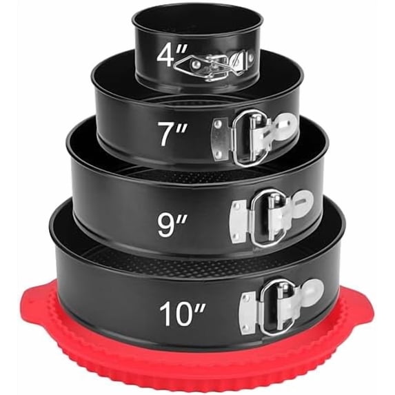 Springform Pan Set of 4, 4/7/9/10inch Cake Pans with Leakproof Silicone ...