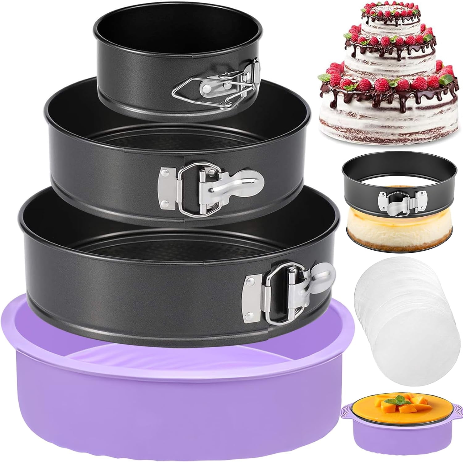 Springform Pan Set of 3 Nonstick Spring Form Pan for Cheesecake ...