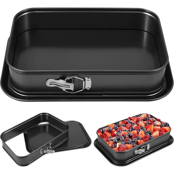 Springform baking Pan Rectangle, 14 x 9.5 Inch Large Spring Form Cake Pan with Removable Bottom, Non-stick Cheesecake Cake Pan Bakeware for Home Kitchen DIY (Rectangular)