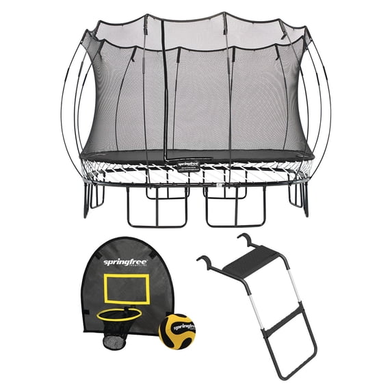 Springfree 13’ x 13’ Square Backyard Trampoline with Accessories, Black