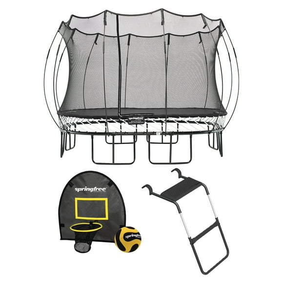 Springfree 13 x 13 Square Backyard Trampoline with Accessories, Black