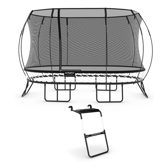 Springfree 8ft x13ft Oval Trampoline with Enclosure and FlexrStep V2 Ladder