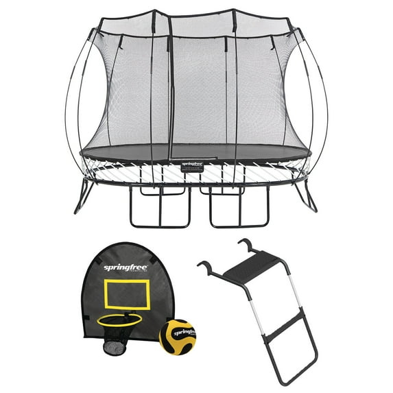 Springfree 8x13ft Outdoor Trampoline, FlexrHoop Game, & FlexrStep V2 Ladder