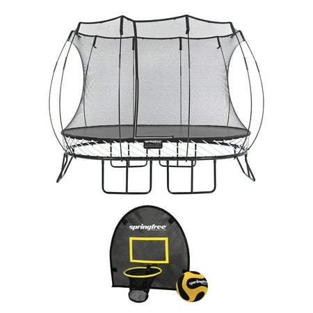 Springfree Kids 8 x 11 Ft Trampoline & FlexrHoop Basketball Set