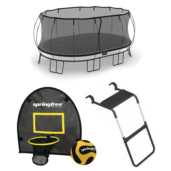 Springfree Trampoline Jumbo Trampoline w/FlexrHoop & Ladder Accessory