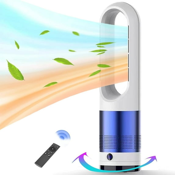 20 Inch Heater 1400 Watt Heater Fan and 40 Watt Cold Fan, 80° Oscillating Fan, All the Season Use, Remote and Touch Control, Floor Tower fan, Blue White