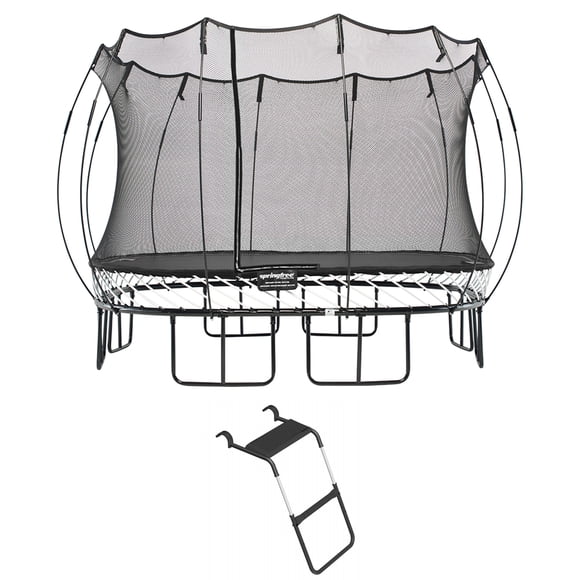 Springfree Trampoline Square 11 Ft Trampoline & FlexrStep V2 Safety Ladder