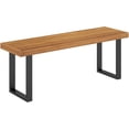 thumbnail image 1 of Springg Acacia Wood Outdoor Bench, 48" Long Patio Dining Bench w/Metal Legs, Slatted Seat, Backless Picnic Bench, Farmhouse Furniture for Garden Poolside Porch Balcony Deck Indoor (1,Natural), 1 of 9