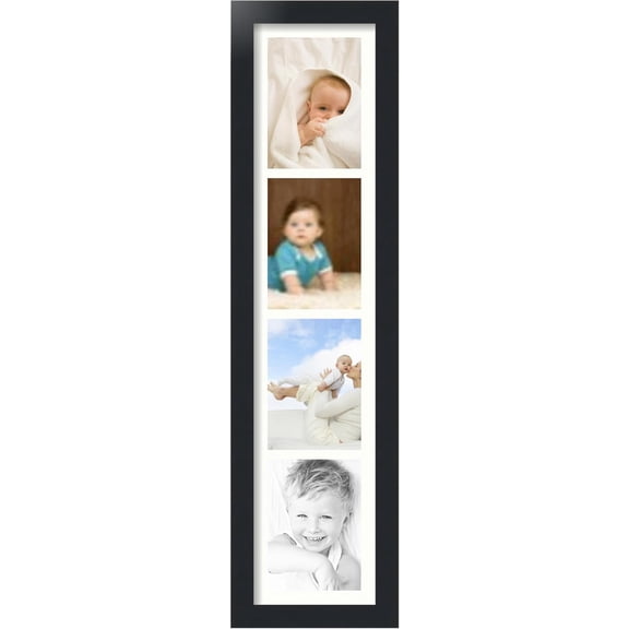 Springg Collage Photo Frame Single Mat with 4-5x7 Openings and Satin Black Frame
