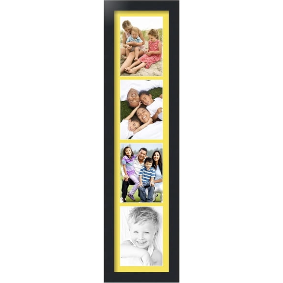 Springg Collage Photo Frame Single Mat with 4-5x7 Openings and Satin Black Frame