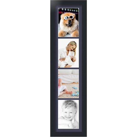 Springg Collage Photo Frame Single Mat with 4-5x7 Openings and Satin Black Frame