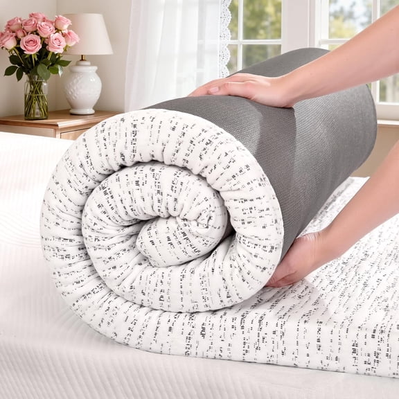 Springg Memory Foam Mattress Topper, 3 Inch Gel Infused Foam Topper, Breathable Bed Topper with Grey Cover, Pressure Relieving, CertiPUR-US Certified, Twin XL Size