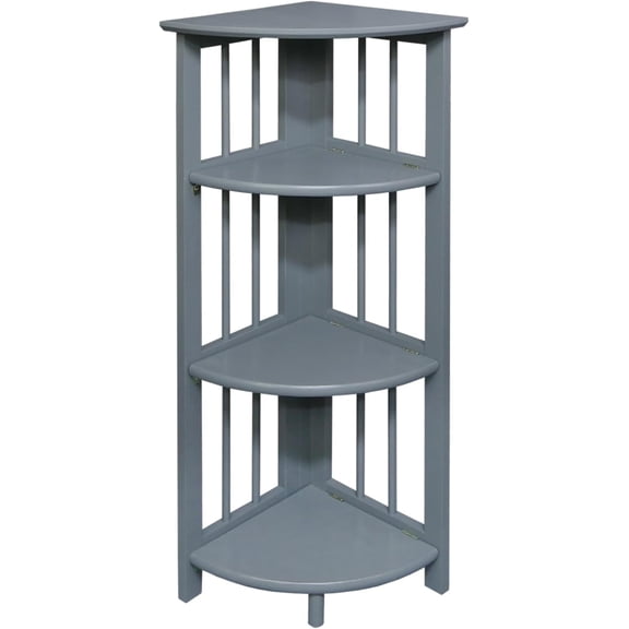 Springg Mission 4-Shelf Corner Folding Bookcase, Slate Gray