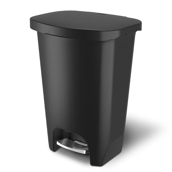 Springg Premium 13 Gallon Trash Can - Plastic Kitchen Waste Bin with Odor Protection of Lid, Stainless Steel Step On Foot Pedal and Garbage Bag Rings, Black