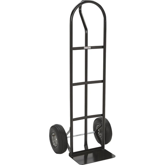 Springg Steel Pneumatic Hand Truck Dolly, 600-Lb Capacity, Heavy-Duty Steel Frame, 10-in Pneumatic Tires, P-Style Handle, 14" x 8.5" Toe Plate