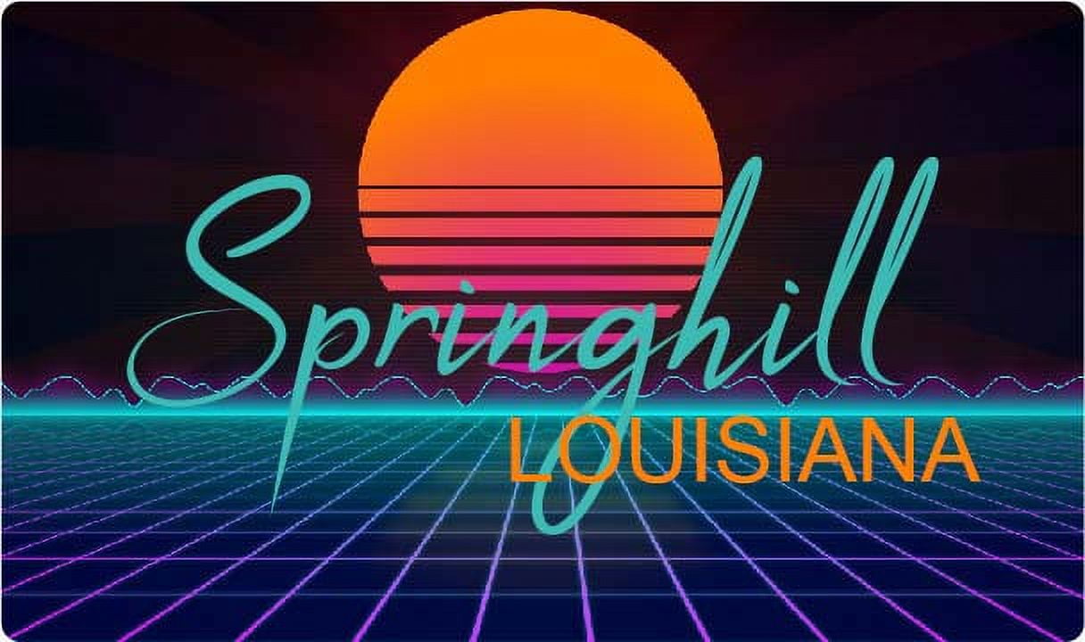 Springhill Louisiana 2 X 1.25Inch Vinyl Decal Stiker Retro Neon Design