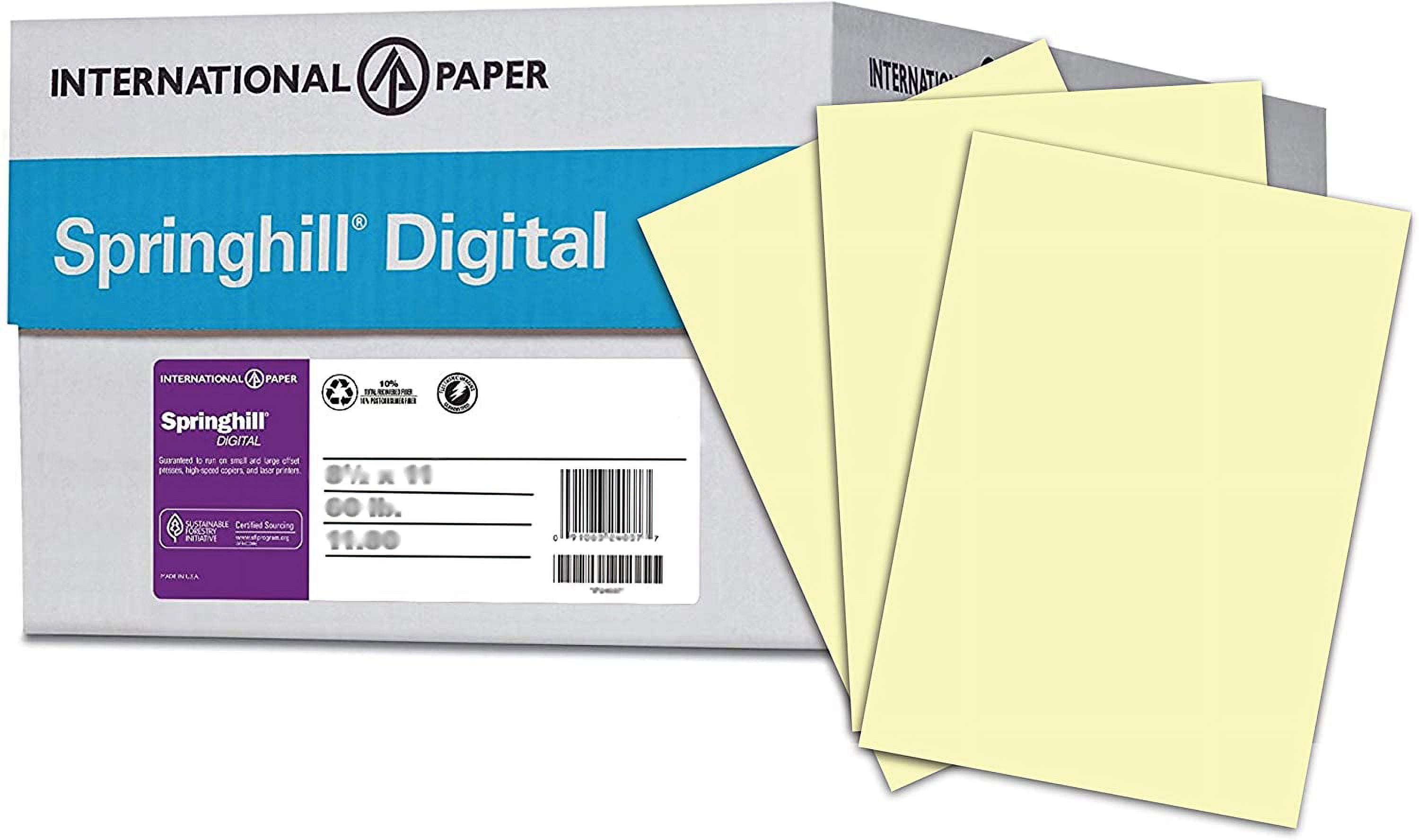 Springhill Digital Index Color Card Stock 90 lb 8 1/2 x 11 Canary 250 Sheets