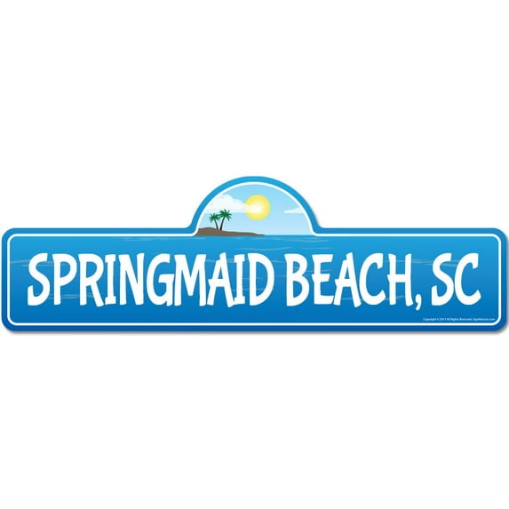 Springmaid SC South Carolina Beach Street Sign | Indoor/Outdoor | Surfer Ocean Lover Décor For Beach House Garages Living Rooms Bedroom | Signmission Personalized Gift