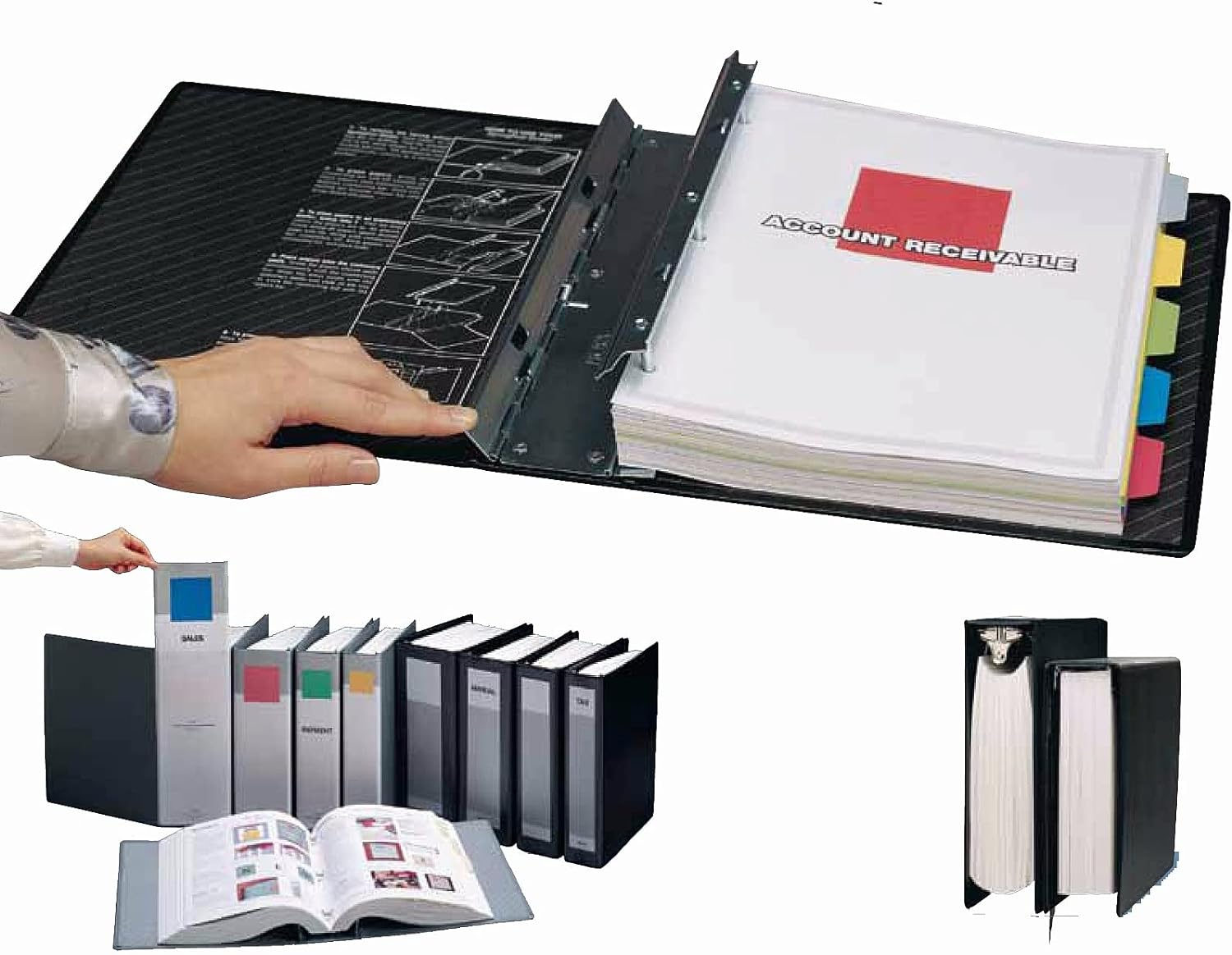 Springpost Binder 5 Interchangeable ColorCoded Spines And 5 Tabbed Dividers 3" Paper Capacity