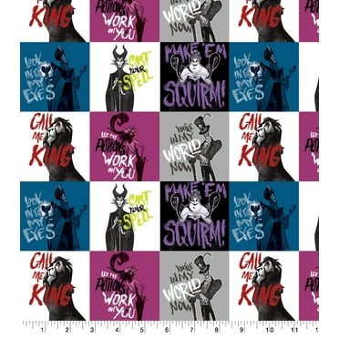 Springs Creative 18" x 21" Cotton Disney All Villains Precut Sewing & Craft Fabric, Multi-color