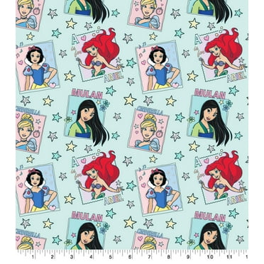 Springs Creative 18" x 21" Cotton Disney Princess Stamp Badges Precut Sewing & Craft Fabric, Multi-color