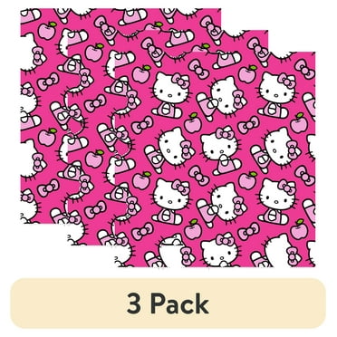 (3 pack) Springs Creative 18" x 21" Cotton Hello Kitty Icon Toss Precut Sewing & Craft Fabric, Pink and White