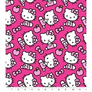 Springs Creative 18" x 21" Cotton Hello Kitty Icon Toss Precut Sewing & Craft Fabric, Pink and White