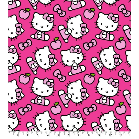 Springs Creative 18" x 21" Cotton Hello Kitty Icon Toss Precut Sewing & Craft Fabric, Pink and White