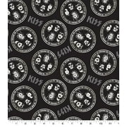 Springs Creative 18" x 21" Cotton Kiss Rock Names Precut Sewing & Craft Fabric, Black and White